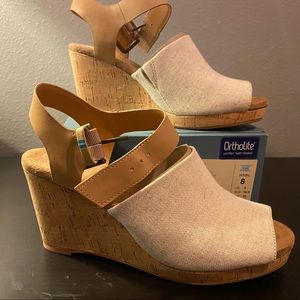 TOMS Tropez Natural Oxford/Honey Leather Wedges